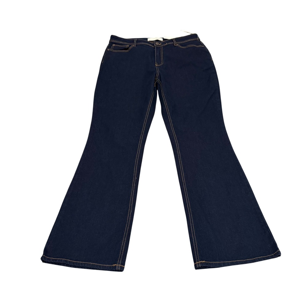 Cato Denim Womens Hi-Rise Flare Jeans Dark Indigo Blue Stretch Size 14 NEW